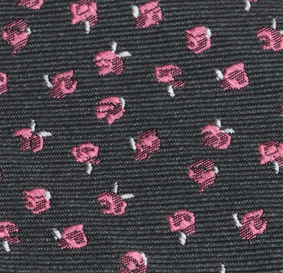 Tela pajarita gris oscura con rosas