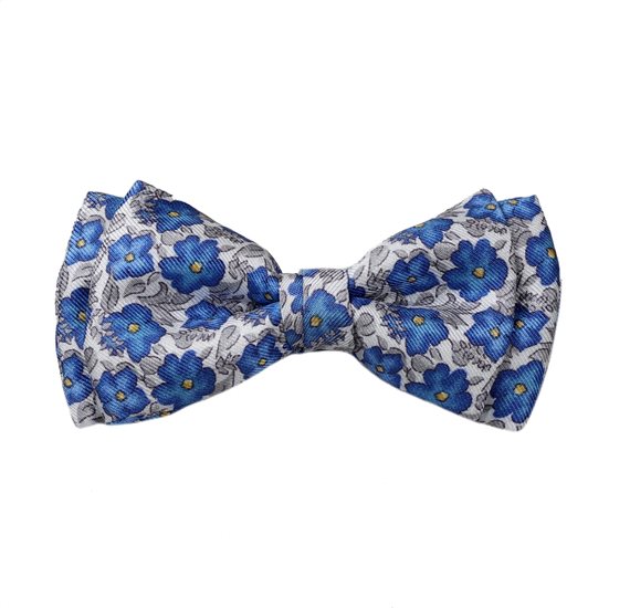 Pajarita Niño Seda Azul Flores
